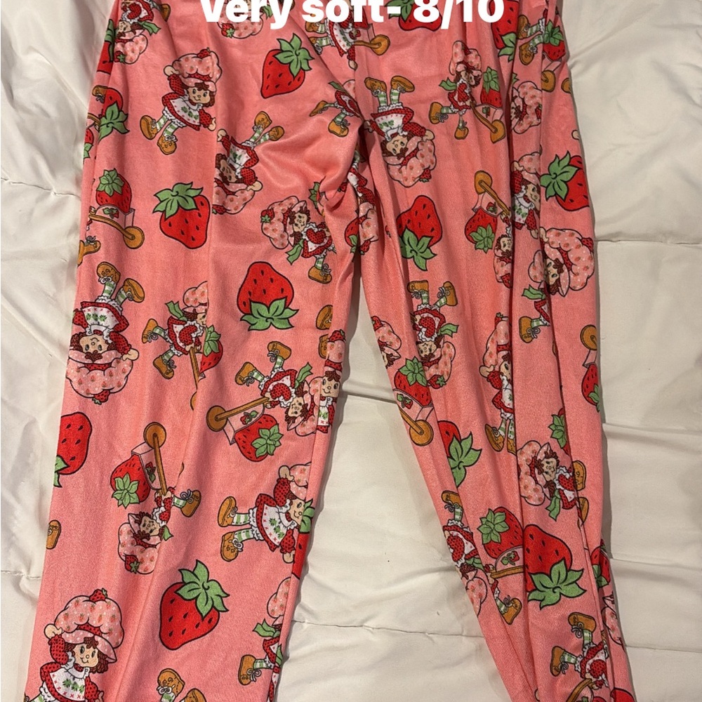 Pink Strawberry Print Pajama Pants